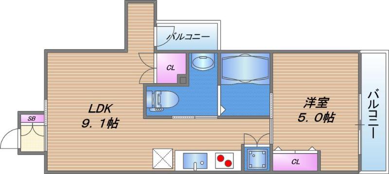 ネクストステージ関目(1DK/5階)の間取り写真