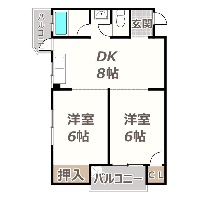 メゾン住吉(2DK/2階)の間取り写真