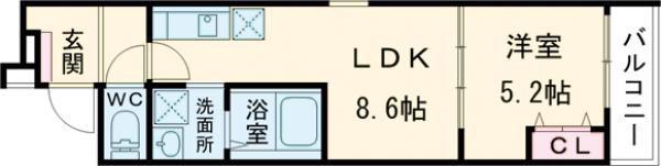 フジパレス北野田VI番館(1LDK/1階)の間取り写真