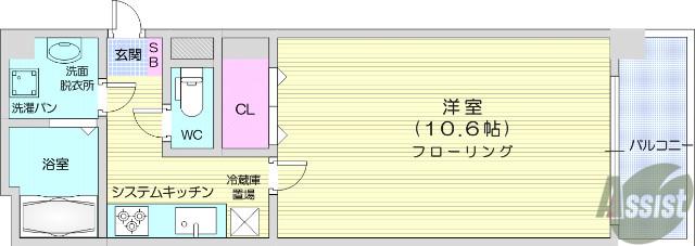 テラス31五橋(1K/3階)の間取り写真