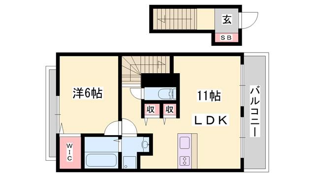レジデンス白鳥 B棟(1LDK/2階)の間取り写真