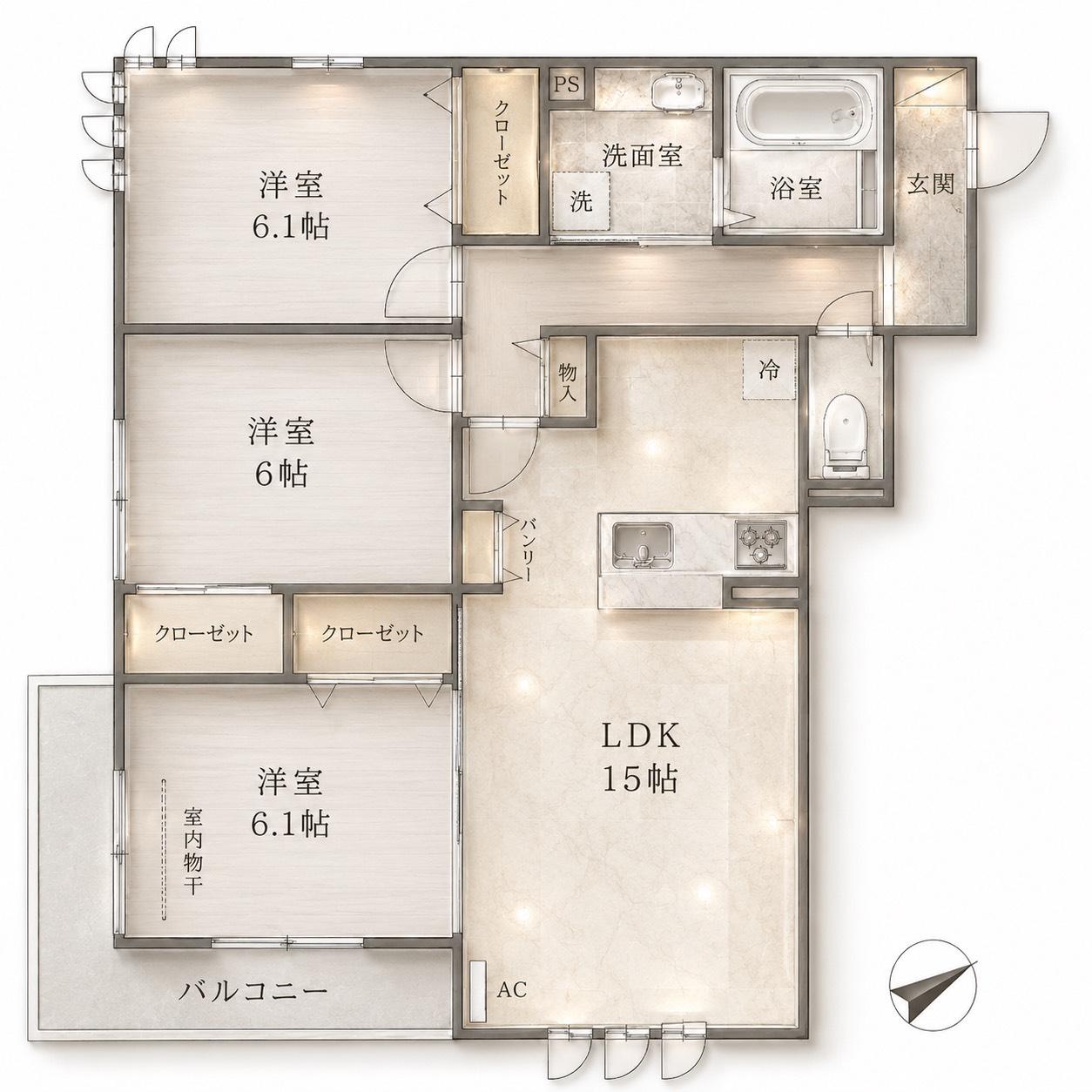 TWINSI203(3LDK/2階)の間取り写真