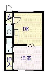 ハイツ10条(1DK/2階)の間取り写真
