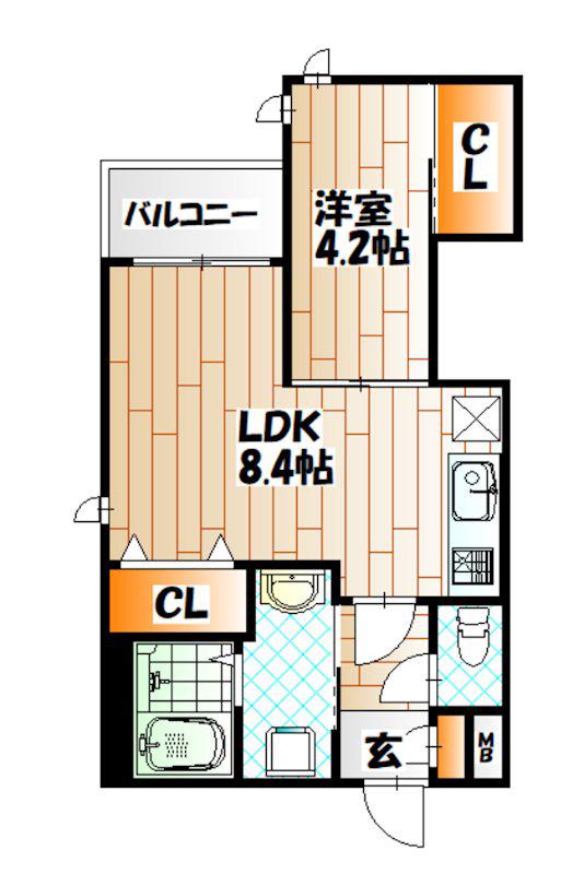 プルーム中原東(1LDK/3階)の間取り写真