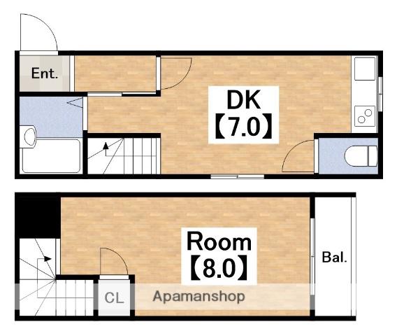 エクラ東住吉II(1DK/5階)の間取り写真