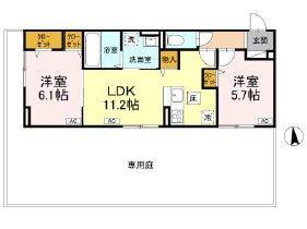 ティアラ(2LDK/1階)の間取り写真