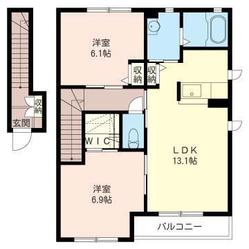 ラルジュクールB(2LDK/2階)の間取り写真