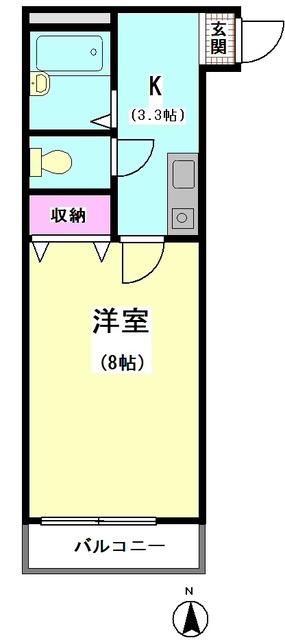アビターレ(1K/2階)の間取り写真