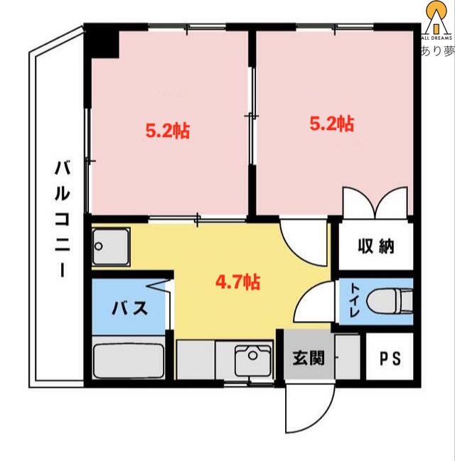 広瀬ビル(2K/2階)の間取り写真
