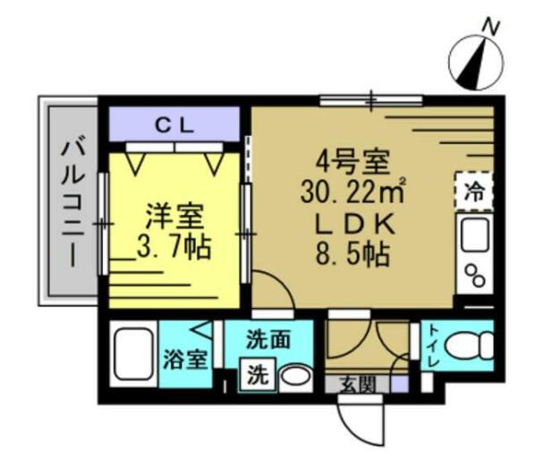 AJ南流山(1LDK/3階)の間取り写真