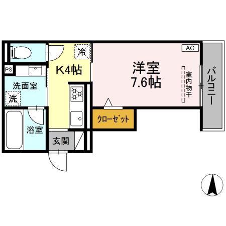 RAUM Y(1K/2階)の間取り写真
