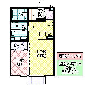 アメージングA(1LDK/2階)の間取り写真