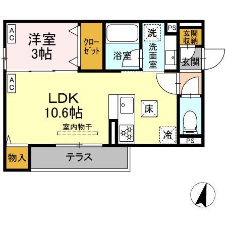 アルベート湘南台(1LDK/1階)の間取り写真