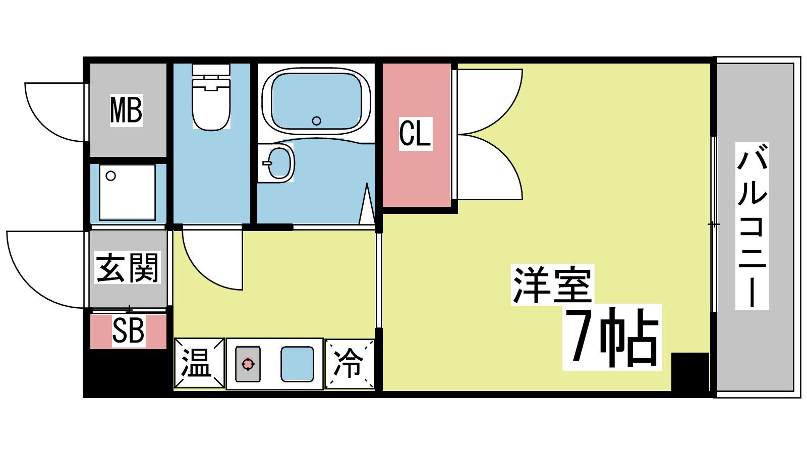 ロジュマン六甲(1K/2階)の間取り写真
