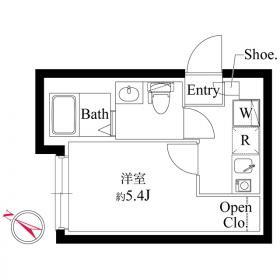 ル・クール渋谷本町(1K/3階)の間取り写真