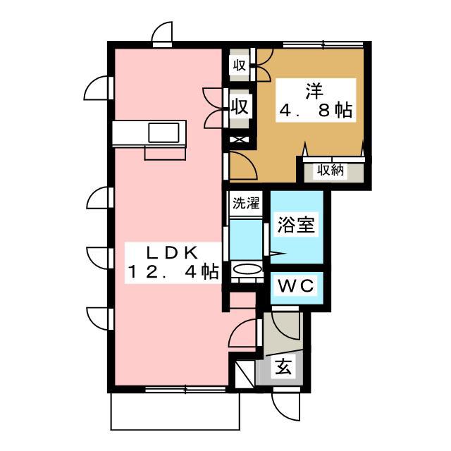 ウエストENDORF学園町(1LDK/1階)の間取り写真