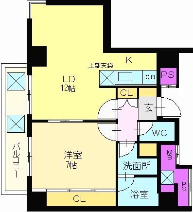 ファインなかもず(1LDK/9階)の間取り写真