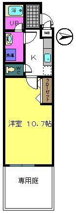 フジパレス小人町(1K/1階)の間取り写真