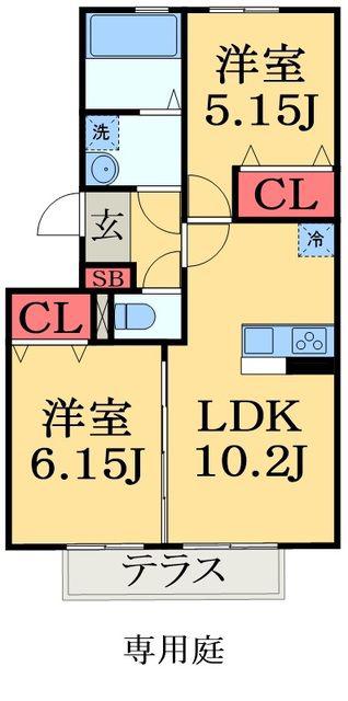 GLOIRE(2LDK/1階)の間取り写真