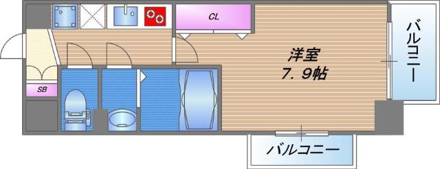 LUXE森之宮(1K/6階)の間取り写真