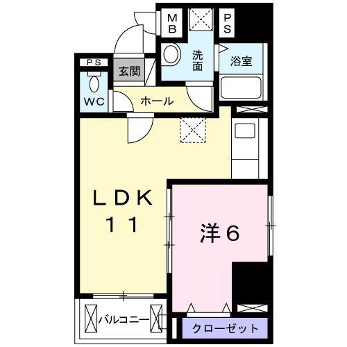 TS レガシア(1LDK/6階)の間取り写真