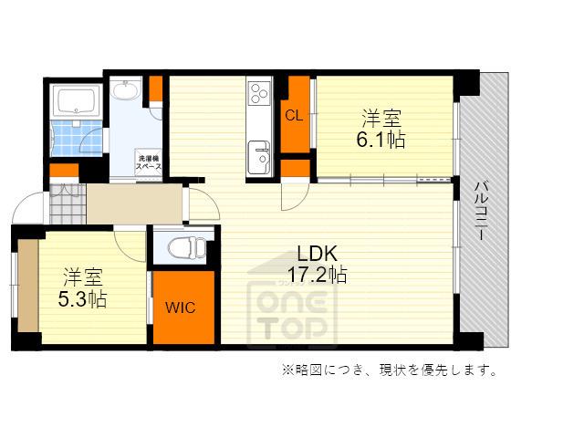 ルーチェ千里山(2LDK/1階)の間取り写真