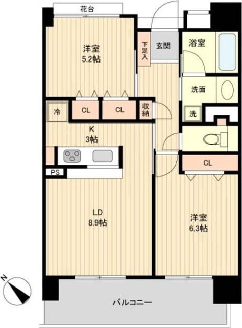 グラディート町田(2LDK/7階)の間取り写真