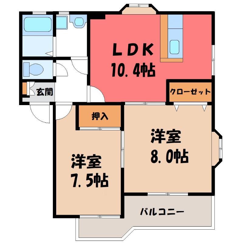 ピュアハイツ(2LDK/2階)の間取り写真