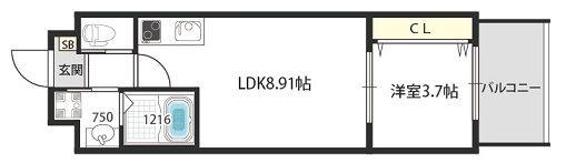 V-ランコントル吹田(1LDK/4階)の間取り写真