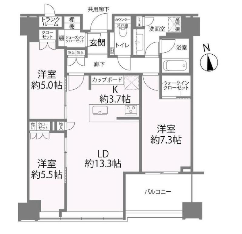 白金ザ・スカイ イースト棟(3LDK/41階)の間取り写真