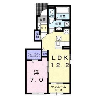 GLANZ本庄(1LDK/1階)の間取り写真