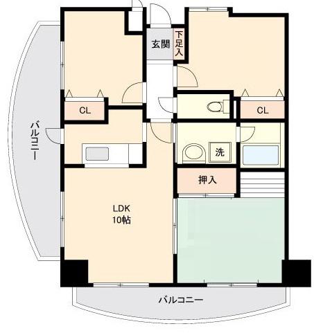 カールトンプラザ川崎(2SLDK/6階)の間取り写真