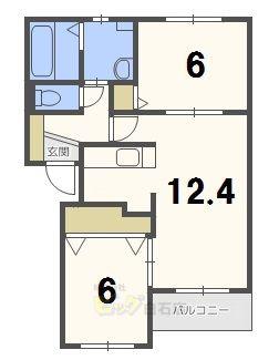 アクアレジデンス2(2LDK/4階)の間取り写真
