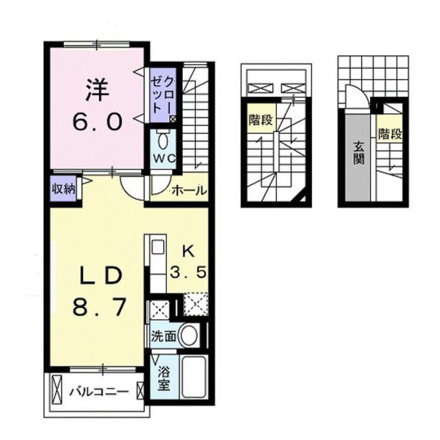 フレグランス(1LDK/3階)の間取り写真