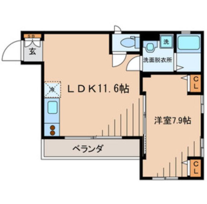 M・Nマンション(1LDK/4階)の間取り写真