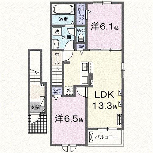 BRIX宮城亘理(2LDK/2階)の間取り写真