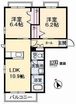 シャーメゾンフィオーレ(2LDK/3階)の間取り写真