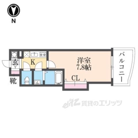 LUXE布施南(1K/6階)の間取り写真
