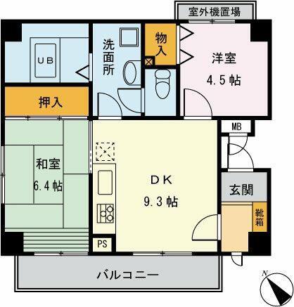 ミディエクレール(2DK/4階)の間取り写真
