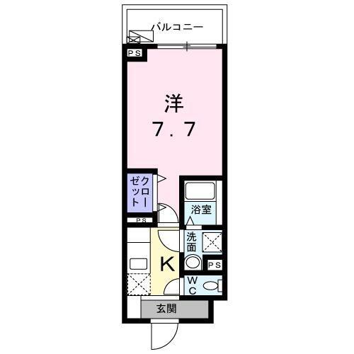ウエスト シックス(1K/2階)の間取り写真