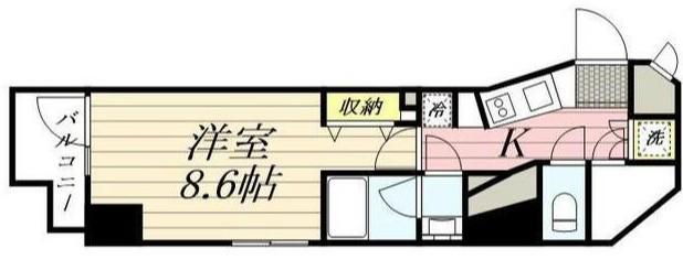 GRAN PASEO麻布十番(1K/12階)の間取り写真