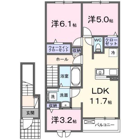 エトワールA(3LDK/2階)の間取り写真