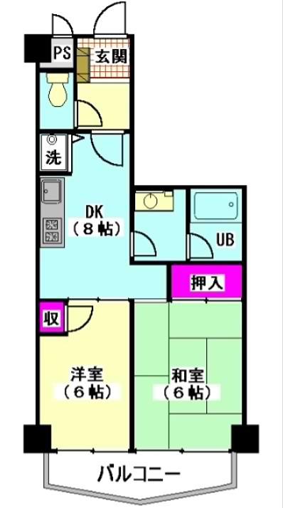 フォレスト池上(2DK/5階)の間取り写真