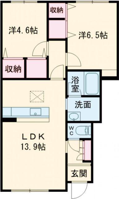 グランシャリオ(2LDK/1階)の間取り写真