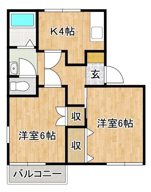 ハイツさくらいE棟(2DK/2階)の間取り写真