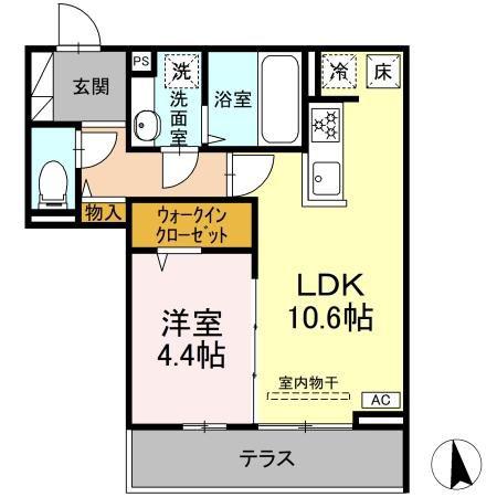 GRAND D-ROOM大手(1LDK/1階)の間取り写真