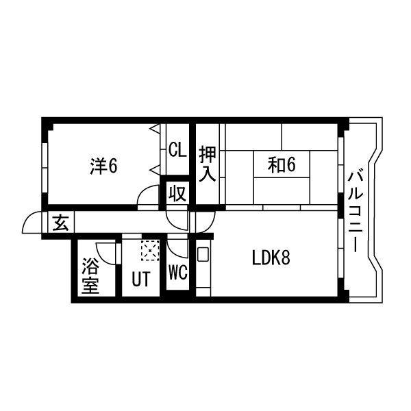 相生中村コーポ(2LDK/4階)の間取り写真