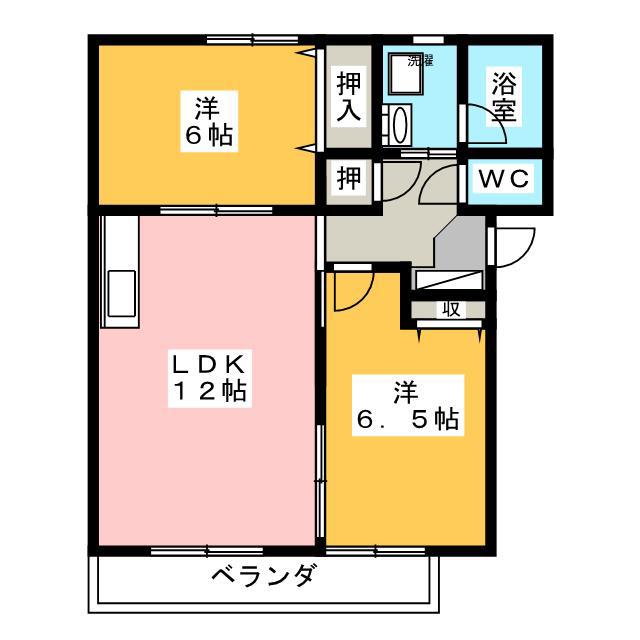 グランデ神田 A棟(2LDK/2階)の間取り写真