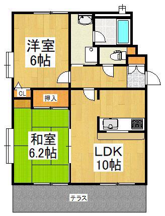 シュタインハウス(2LDK/1階)の間取り写真