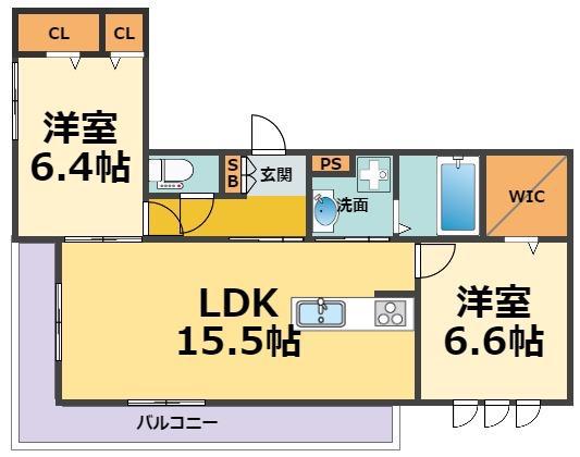 REUSSIR今津(2LDK/1階)の間取り写真